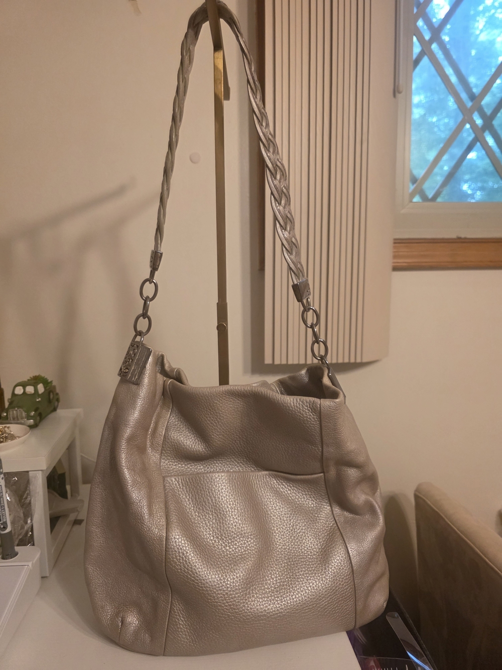 Brighton Soft Pebbled Leather Hobo Bag in Taupe